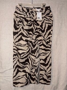 Women’s Zebra Print Midi Skirt - Black & Cream